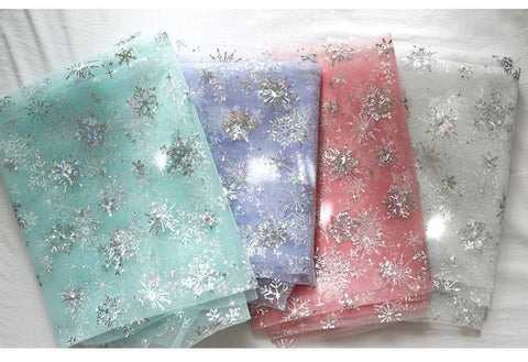 Fat Quarters Snowflakes Mesh Fabric, Frozen Queen Elsa Fabric - Fat Quarter Pack - 25144