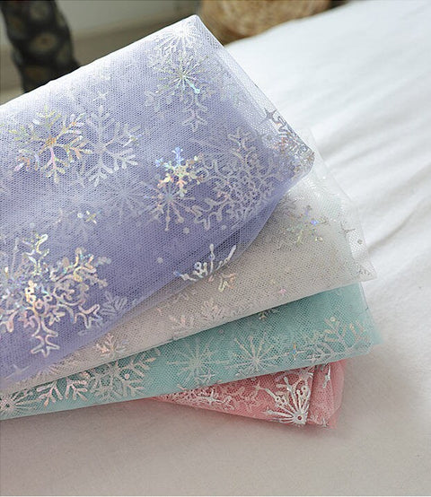 Fat Quarters Snowflakes Mesh Fabric, Frozen Queen Elsa Fabric - Fat Quarter Pack - 25144