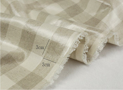 Laminated Linen Blend Waterproof Fabric, Checker and Stripes, 4 Styles, 59 inches Wide, Non-glossy TPU Coating - By the Yard 40182-1