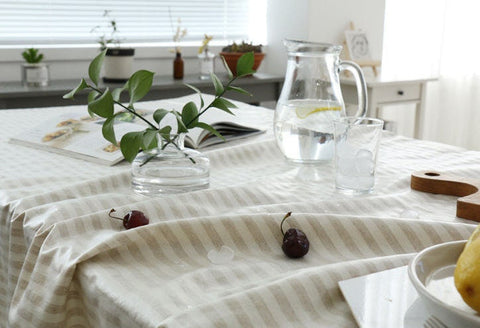 Laminated Linen Blend Waterproof Fabric, Checker and Stripes, 4 Styles, 59 inches Wide, Non-glossy TPU Coating - By the Yard 40182-1