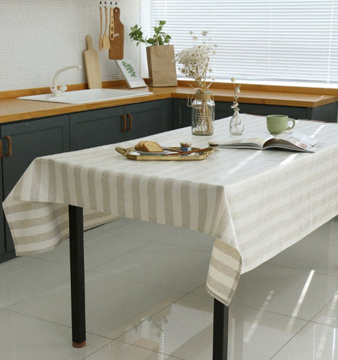Laminated Linen Blend Waterproof Fabric, Checker and Stripes, 4 Styles, 59 inches Wide, Non-glossy TPU Coating - By the Yard 40182-1