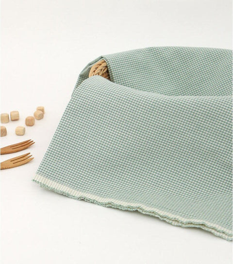 Checker Cotton Fabric, 1 mm Plaid, Gingham Check, Yarn Dyed - Pink, Sky, Mint, Green, Red, Navy, Brown or Black - Fabric By the Yard 25768-1