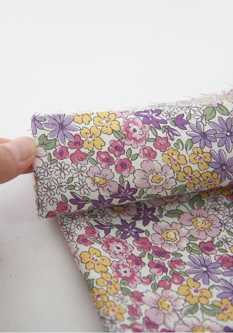 Cotton Fabric Flowers, Floral Fabric, Purple Flowers, Blue Flowers, Pink Flowers - By the Yard 95811-1