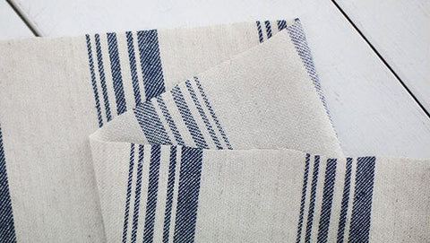 Stripes Linen Blend Fabric, 59 inches wide, Multiple Stripes, Vintage Look, Korean Fabric Cotton Linen - Green or Navy - By the Yard 40035-1