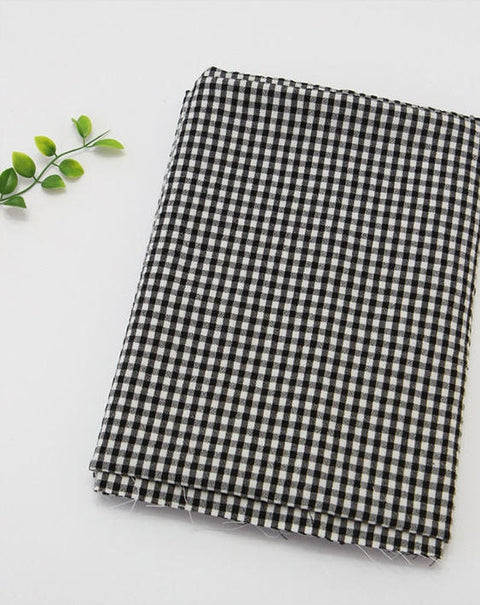 Checker Cotton Fabric, 4 mm Plaid, Gingham Check, Yarn Dyed, Washing - Pink, Sky, Red, Green, Brown or Black - Fabric By the Yard 37492-1