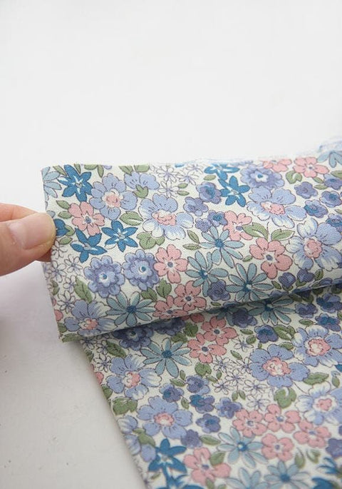 Cotton Fabric Flowers, Floral Fabric, Purple Flowers, Blue Flowers, Pink Flowers - By the Yard 95811-1