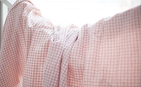 Wrinkled Checker Linen Blend Fabric, Cotton Linen, Washing Linen, Korean Fabric - Ivory, Pink, White, Sky, Gray - By the Yard 38646-1