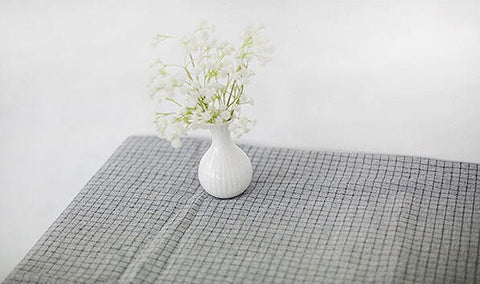 Wrinkled Checker Linen Blend Fabric, Cotton Linen, Washing Linen, Korean Fabric - Ivory, Pink, White, Sky, Gray - By the Yard 38646-1