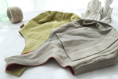Double-sided Linen Tote Bag Handmade, Red Orange or Yellow Green, Mini Linen Bag, Red Linen Bag, Green Linen Bag, Women's Bag, Eco Bag,
