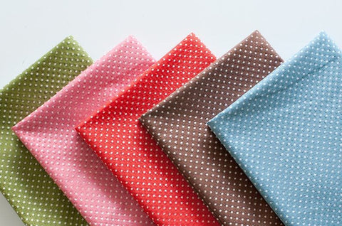 Non-slip Fabric, White Polka Dots - Pink, Red, Blue, Green or Brown - By the Yard 71961