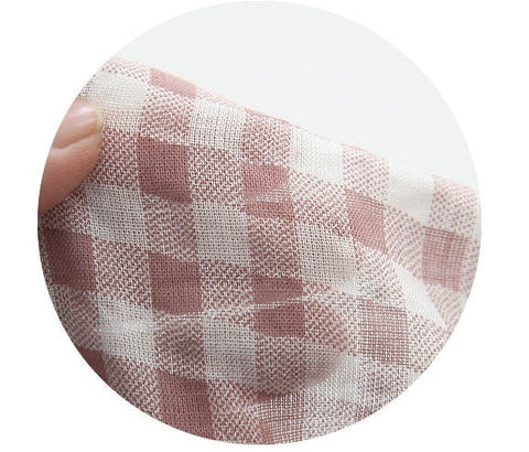 Checkered Cotton Linen Gauze Fabric, Plaid Soft Gauze Fabric, 7 Colors - By the Yard 42397-1