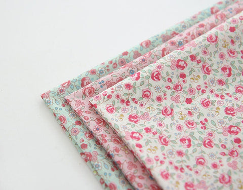 Semi-sheer Floral Cotton Fabric, Lightweight and Thin, Lawn Fabric, Korean Fabric - Ivory, Pink or Mint - By the Yard 42319-1