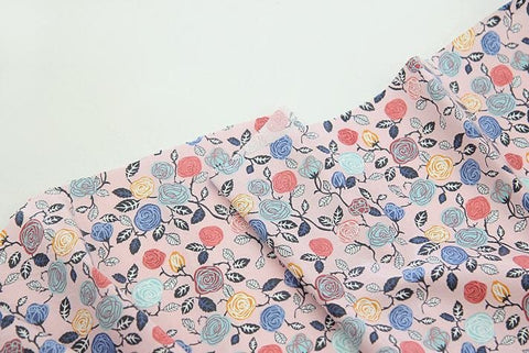 Eco-friendly Laminated Waterproof Fabric, Roses, Flowers, 55 Inches Wide, Ivory Pink or Blue, Non-glossy TPU Coating - By the Yard 96829-1