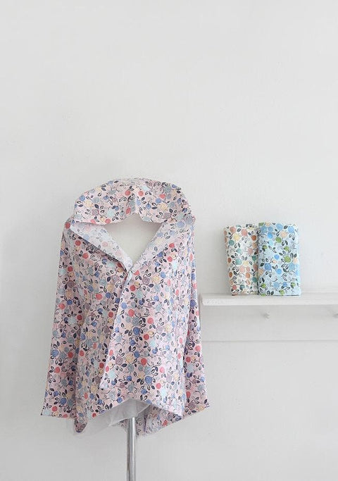 Eco-friendly Laminated Waterproof Fabric, Roses, Flowers, 55 Inches Wide, Ivory Pink or Blue, Non-glossy TPU Coating - By the Yard 96829-1