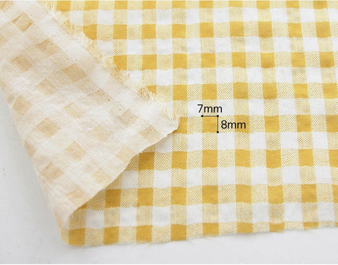 Checkered Cotton Linen Gauze Fabric, Plaid Soft Gauze Fabric, 7 Colors - By the Yard 42397-1