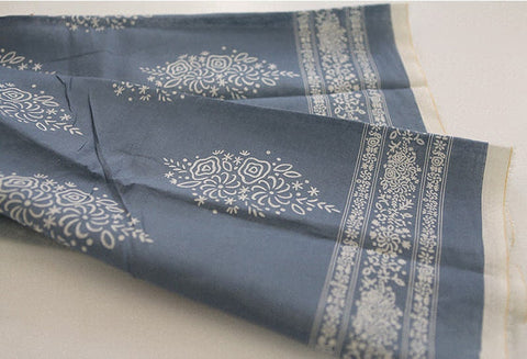 Lightweight Cotton Linen Fabric, Korean Fabric, Ethnic Print, Blue, Navy or Black - By the Yard 42597-1