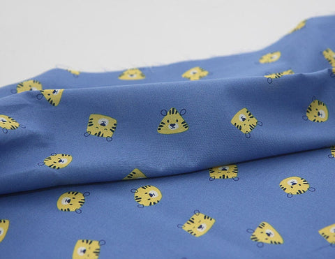 Tigers Cotton Fabric, Animal Print Fabric, Quality Korean Fabric, Blue Cotton Fabric, Children's Fabric - By the Yard 43422-1