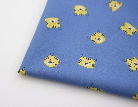 Tigers Cotton Fabric, Animal Print Fabric, Quality Korean Fabric, Blue Cotton Fabric, Children's Fabric - By the Yard 43422-1