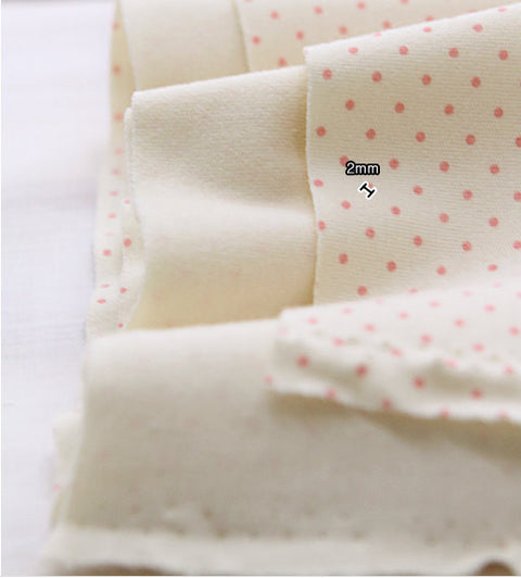 Organic Cotton Interlock Knit, Baby Pink Polka Dot or Stripes per Yard 17326-310