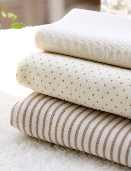 Organic Cotton Interlock Knit, Baby Brown Polka Dot or Stripes per Yard 17323-310