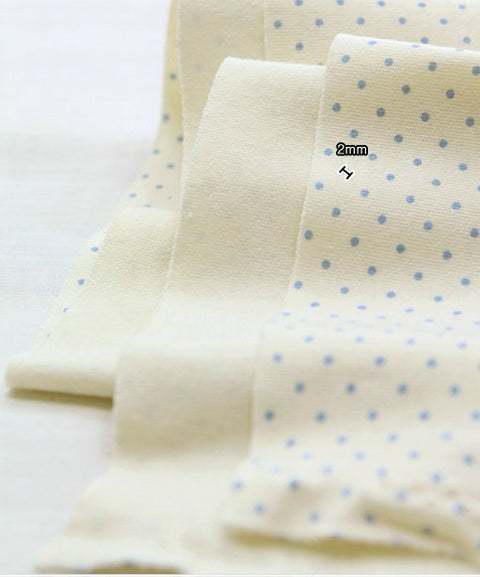 Organic Cotton Interlock Knit, Baby Blue Polka Dot or Stripes per Yard 17325-310
