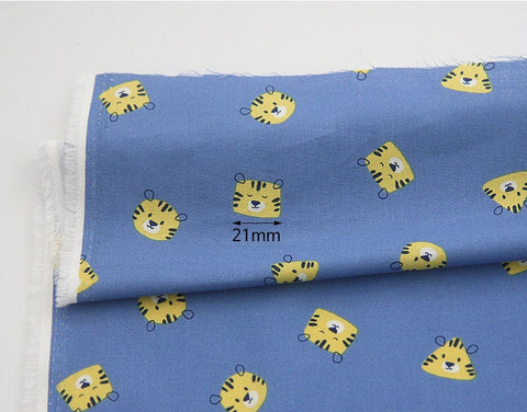 Tigers Cotton Fabric, Animal Print Fabric, Quality Korean Fabric, Blue Cotton Fabric, Children's Fabric - By the Yard 43422-1