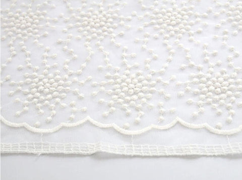 Ivory Mesh Fabric, 51 inches Wide, Polyester Mesh Fabric, Sheer Fabric, Scarf Fabric, Quality Korean Fabric - Fabric By the Yard 43407-1