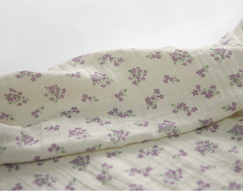 Flowers Wrinkled Cotton Double Gauze Fabric, Washing Gauze, Floral Gauze Fabric, Cotton Gauze Fabric, Korean Fabric - By the Yard 42047-1