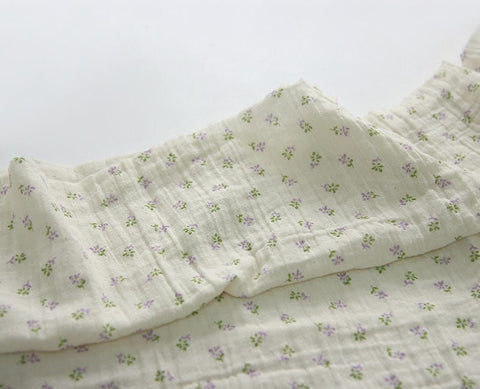 Flowers Wrinkled Cotton Double Gauze Fabric, Washing Gauze, Floral Gauze Fabric, Cotton Gauze Fabric, Korean Fabric - By the Yard 42042-1