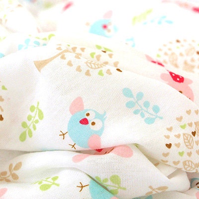 Nursery Cotton Knit Fabric - Bunny, Owl and Tree - 59" Wide - By the Yard 72550-230