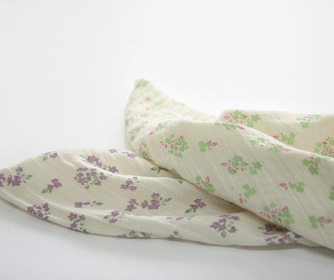 Flowers Wrinkled Cotton Double Gauze Fabric, Washing Gauze, Floral Gauze Fabric, Cotton Gauze Fabric, Korean Fabric - By the Yard 42047-1