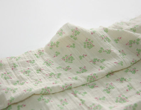 Flowers Wrinkled Cotton Double Gauze Fabric, Washing Gauze, Floral Gauze Fabric, Cotton Gauze Fabric, Korean Fabric - By the Yard 42047-1
