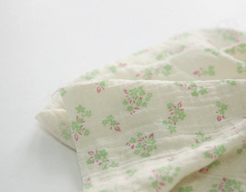 Flowers Wrinkled Cotton Double Gauze Fabric, Washing Gauze, Floral Gauze Fabric, Cotton Gauze Fabric, Korean Fabric - By the Yard 42047-1