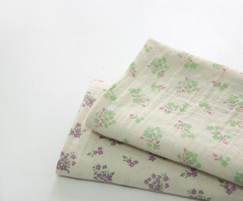 Flowers Wrinkled Cotton Double Gauze Fabric, Washing Gauze, Floral Gauze Fabric, Cotton Gauze Fabric, Korean Fabric - By the Yard 42047-1