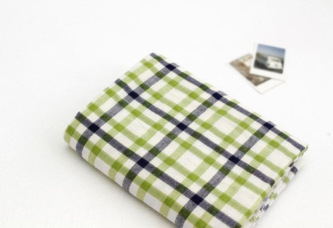 Checkered Cotton Double Gauze Fabric, Plaid Double Gauze Fabric, Yarn Dyed Gauze Fabric, Korean Fabric - 59" Wide - By the Yard / 50522