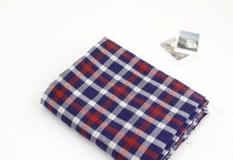 Checkered Cotton Double Gauze Fabric, Plaid Double Gauze Fabric, Yarn Dyed Gauze Fabric, Korean Fabric - 59" Wide - By the Yard / 50522