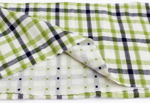 Checkered Cotton Double Gauze Fabric, Plaid Double Gauze Fabric, Yarn Dyed Gauze Fabric, Korean Fabric - 59" Wide - By the Yard / 50522