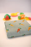 Checker and Carrots Cotton Fabric, Plaid and Carrots, Quality Korean Fabric - Black, Yellow, Red, Green - By the Yard /50394