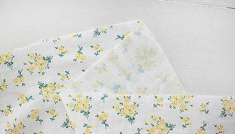 Flowers Cotton Double Gauze Fabric, Floral Gauze Fabric, Yellow Flower Bouquet Fabric, Korean Fabric - By the Yard  /41831 18891