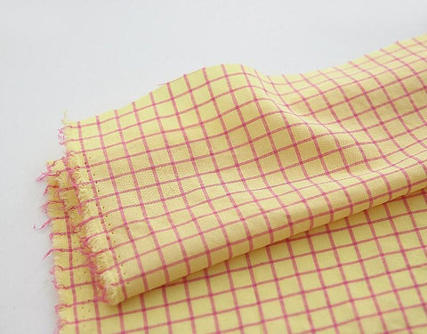 Checkered Cotton Blend Fabric, 55 inches wide, Plaid Fabric, Checked Cotton Polyester Fabric, Korean Fabric - By the Yard /42583