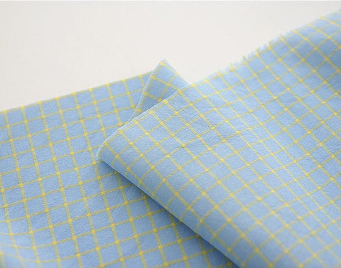 Checkered Cotton Blend Fabric, 55 inches wide, Plaid Fabric, Checked Cotton Polyester Fabric, Korean Fabric - By the Yard /42583
