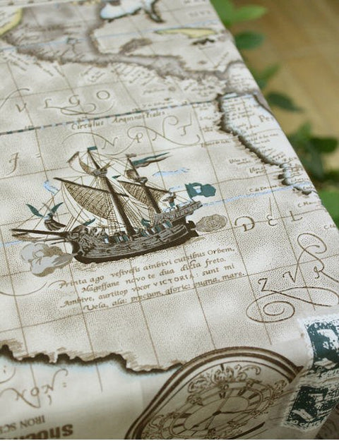 Cotton Fabric Vintage Voyage Navigation Map per Yard in 2 Colors 10591