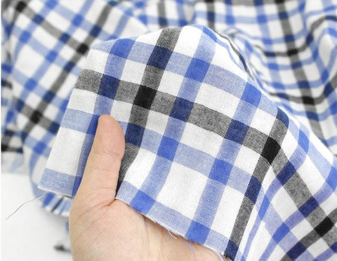 Checkered Cotton Double Gauze Fabric, Plaid Double Gauze Fabric, Yarn Dyed Gauze Fabric, Korean Fabric - 59" Wide - By the Yard / 50522