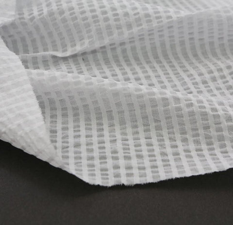 White Cotton Seersucker, Ripple Fabric, Quality Korean Fabric, Summer Fabric, Lightweight Fabric - By the Yard /26778