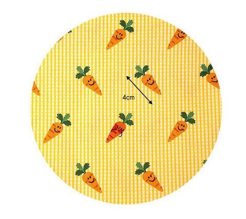 Checker and Carrots Cotton Fabric, Plaid and Carrots, Quality Korean Fabric - Black, Yellow, Red, Green - By the Yard /50394