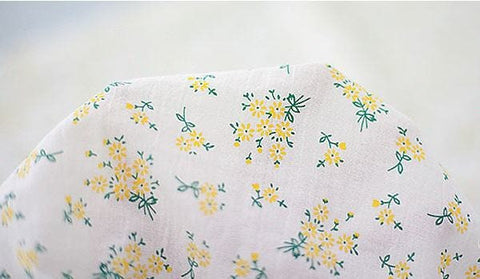 Flowers Cotton Double Gauze Fabric, Floral Gauze Fabric, Yellow Flower Bouquet Fabric, Korean Fabric - By the Yard  /41831 18891