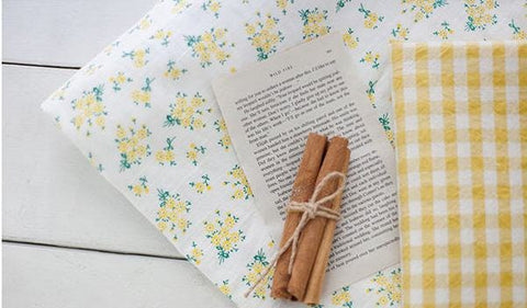 Flowers Cotton Double Gauze Fabric, Floral Gauze Fabric, Yellow Flower Bouquet Fabric, Korean Fabric - By the Yard  /41831 18891