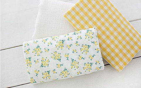 Flowers Cotton Double Gauze Fabric, Floral Gauze Fabric, Yellow Flower Bouquet Fabric, Korean Fabric - By the Yard  /41831 18891