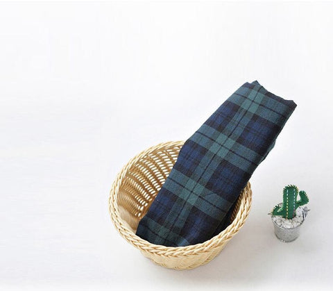 Lightweight and Thin Cotton Fabric, Black Watch Fabric, Lawn Fabric, Quality Korean Fabric, Green Checker Fabric - By the Yard /94133