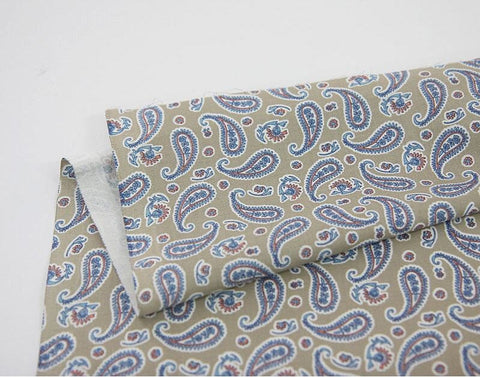 Paisley Cotton Fabric, Quality Korean Fabric - Mint, Beige, Green, Gray - By the Yard /24886